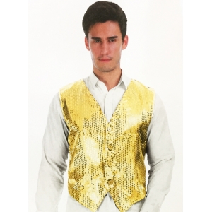 Gold Vest Gold Sequin Vest - Mens70s Disco Costumes